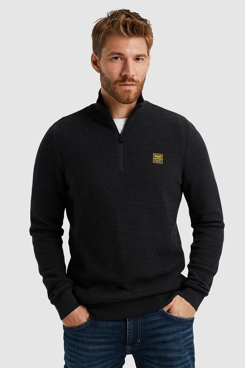 PME Legend Half Zip Trui Mouliné Zwart