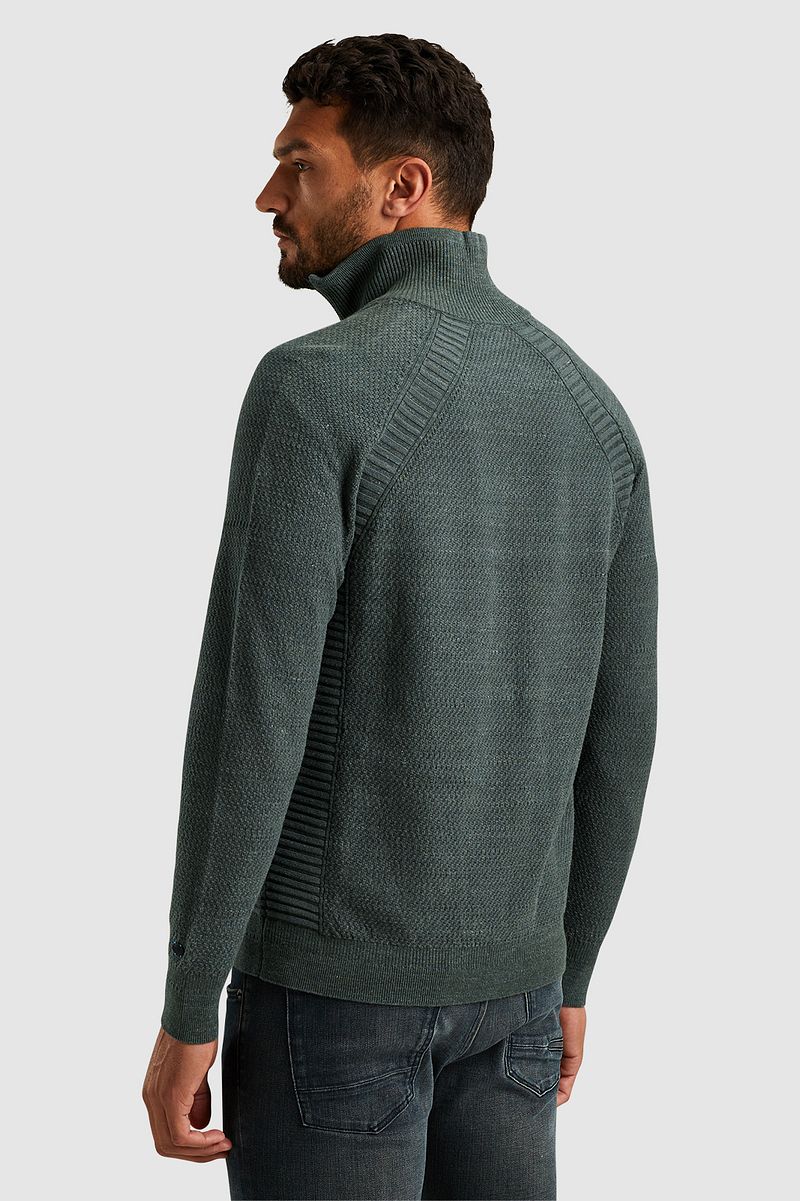 Cast Iron Knitted Half Zip Trui Groen