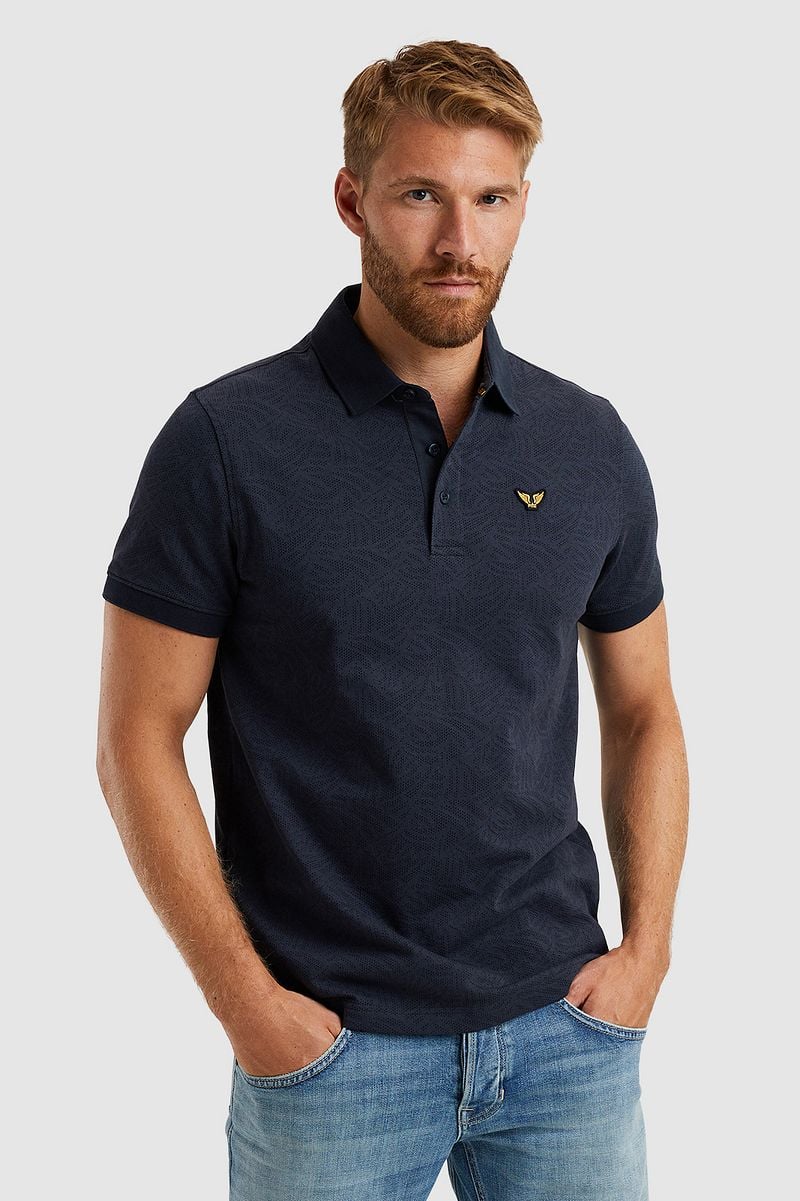 PME Legend Poloshirt Jacquard Jersey Navy - Größe S günstig online kaufen