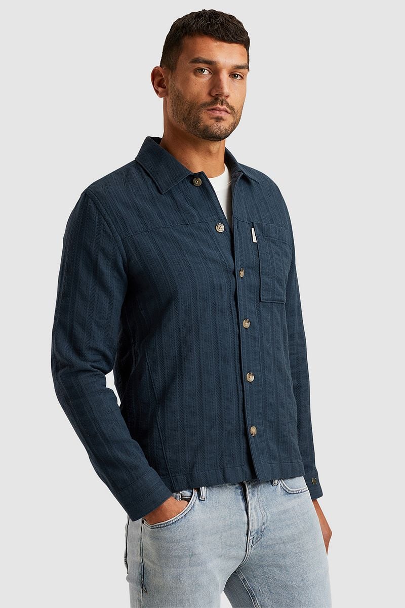 Cast Iron Overshirt Dobby Stripe Navy - Größe S günstig online kaufen