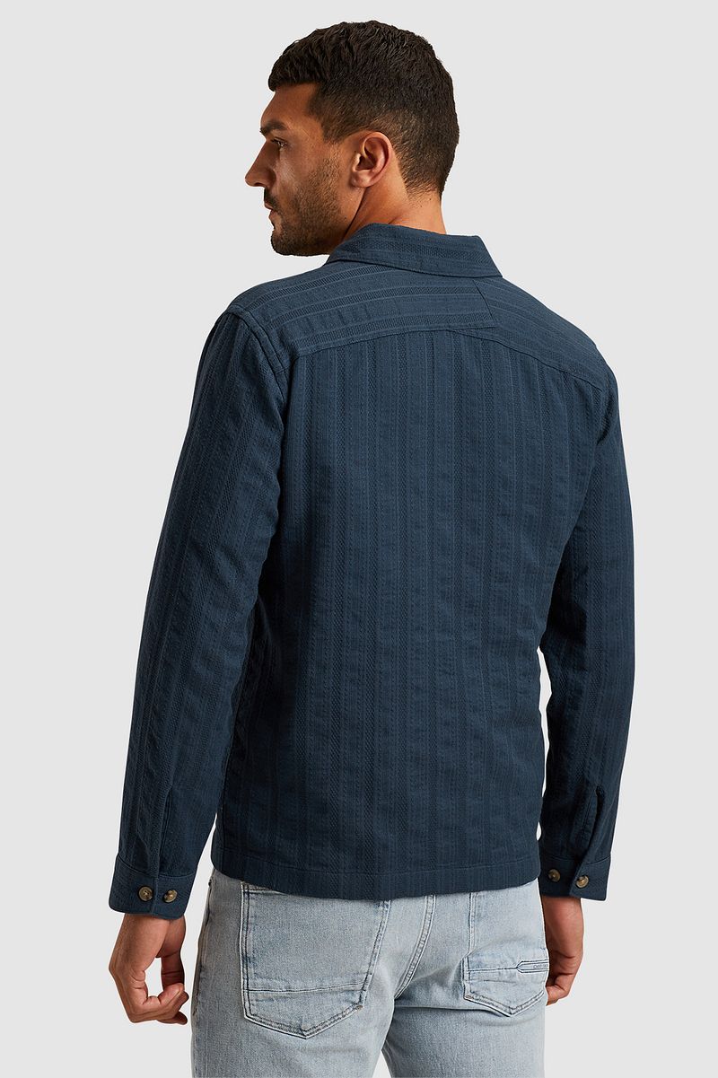 Cast Iron Overshirt Dobby Stripe Navy