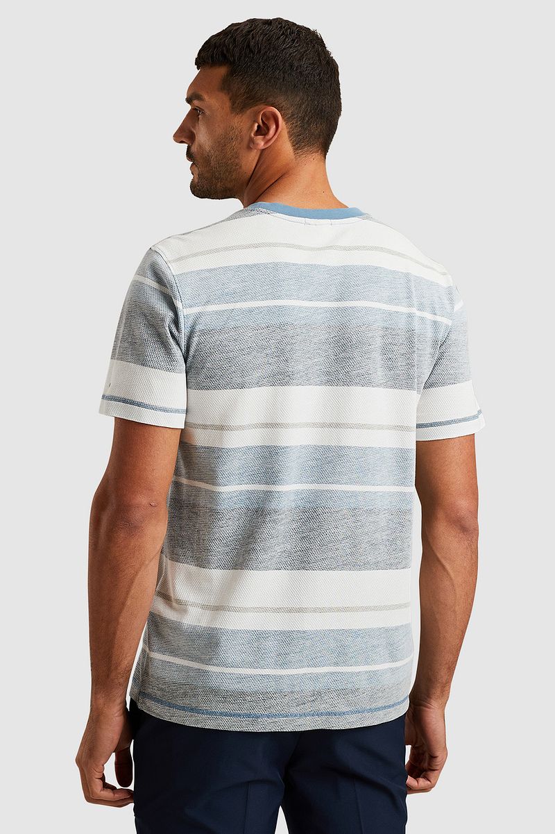 Cast Iron T-shirt Knitted Streep Blauw