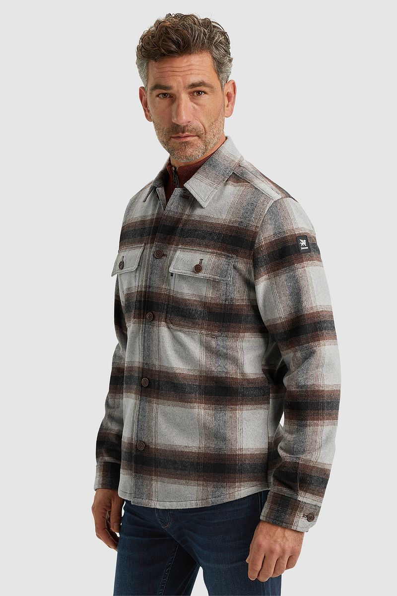 Vanguard Hemdjacke Brushed Wool Blend Karos Grau - Größe XL günstig online kaufen
