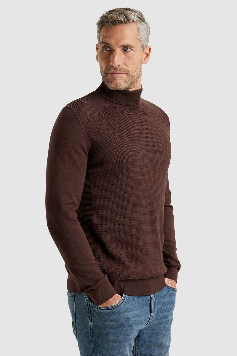 Vanguard Rollkragenpullover Struktur Braun - Größe XL günstig online kaufen