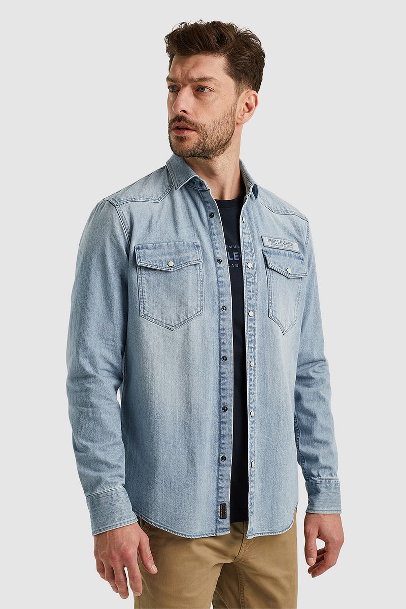 PME LEGEND Jeanshemd "Long Sleeve Shirt Bleach Indigo denim", mit Kentkrage günstig online kaufen