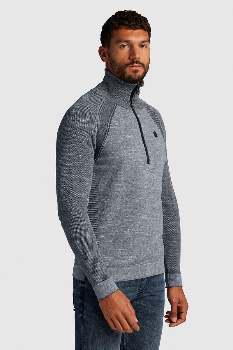 Cast Iron Half Zip Pullover Blau - Größe L günstig online kaufen