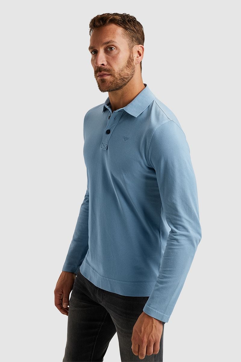 PME Legend Long Sleeve Poloshirt Garment Dye Piqué Blau - Größe XXL günstig online kaufen