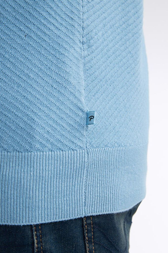 Petrol Knitted Polo Lichtblauw
