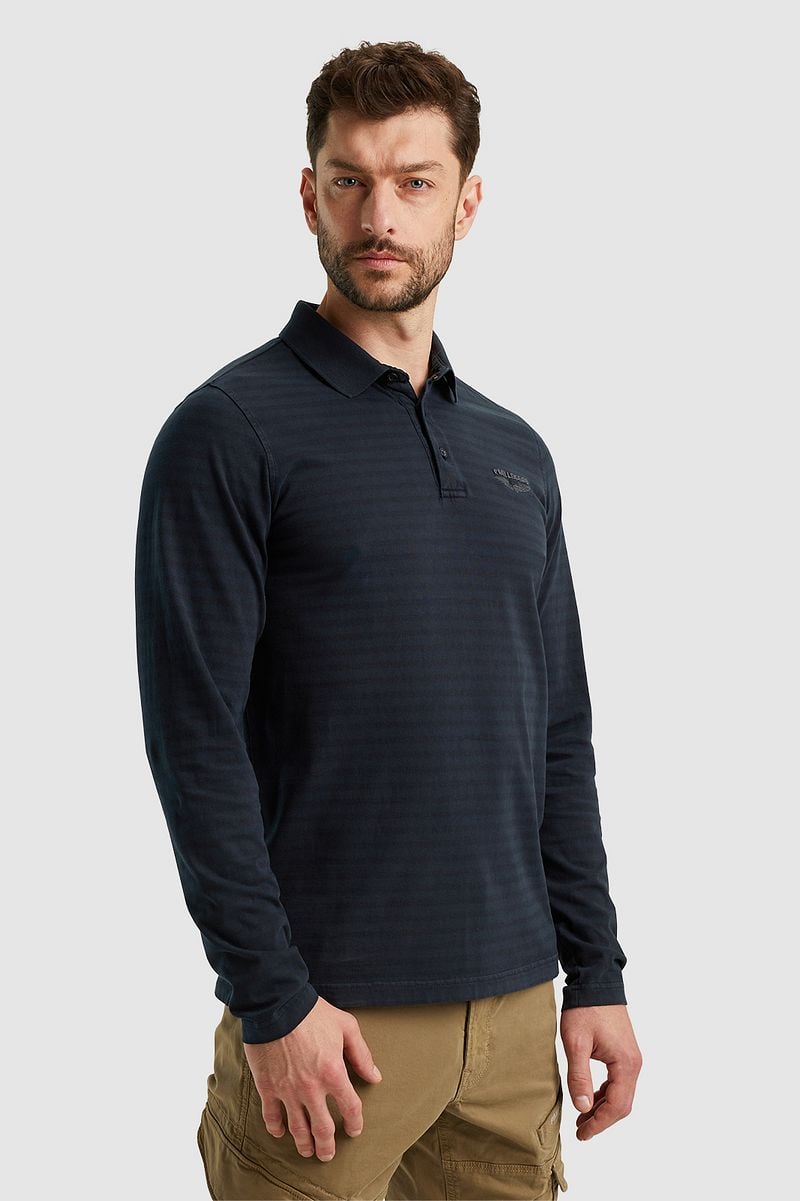 PME Legend Longsleeve Poloshirt Streifen Navy - Größe XL günstig online kaufen