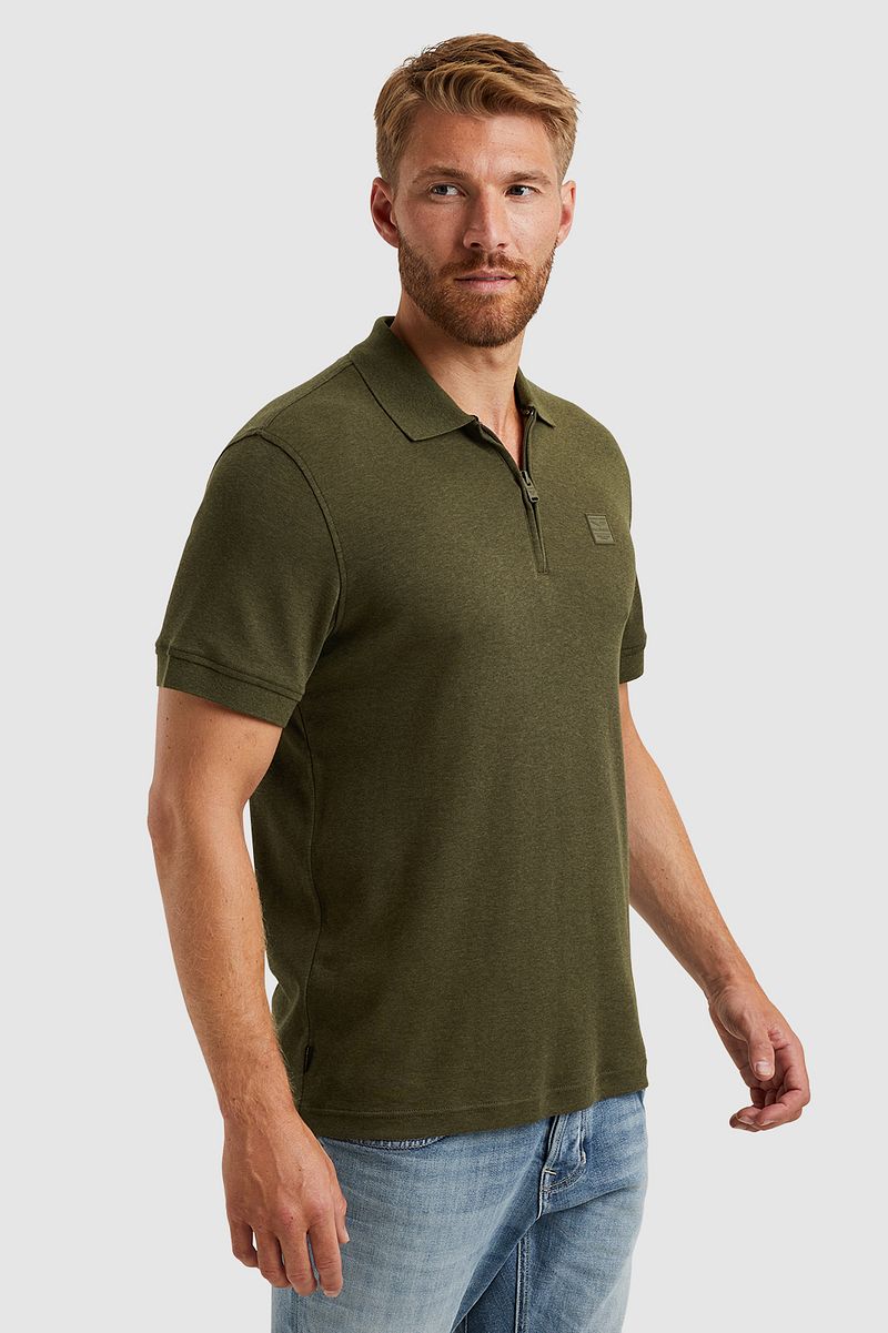 PME Legend Poloshirt Jacquard Jersey Olijfgroen
