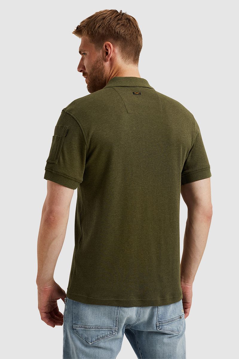 PME Legend Poloshirt Jacquard Jersey Olijfgroen