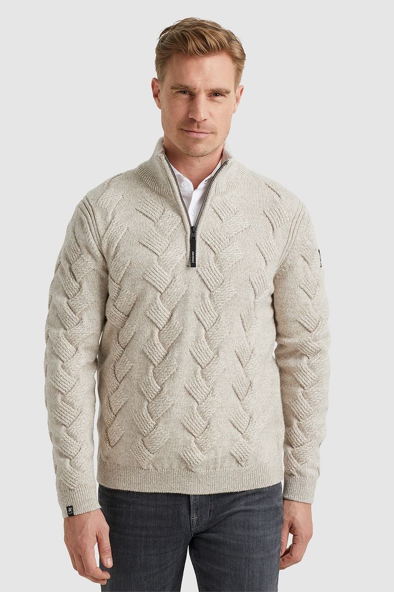 Vanguard Halfzip Pullover Struktur Wool Blend Ecru - Größe L günstig online kaufen