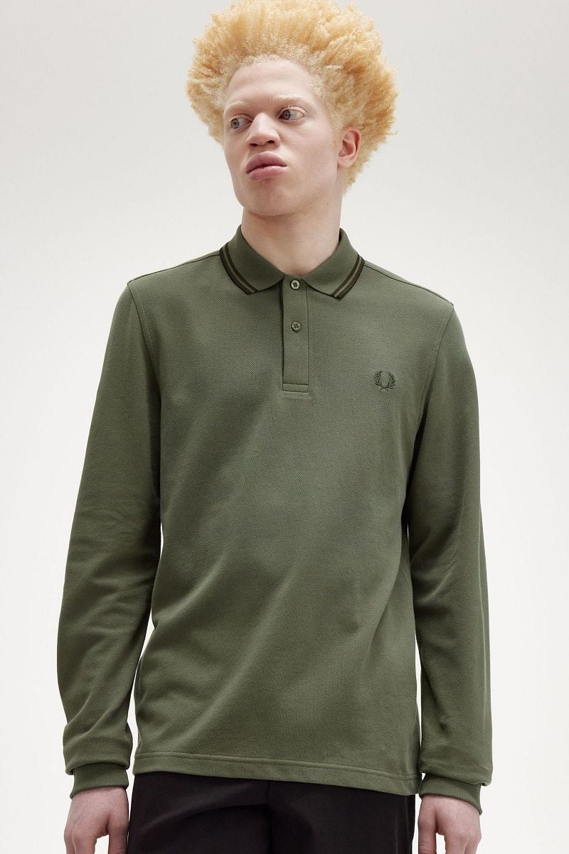 Fred Perry Longsleeve Polo Groen W49