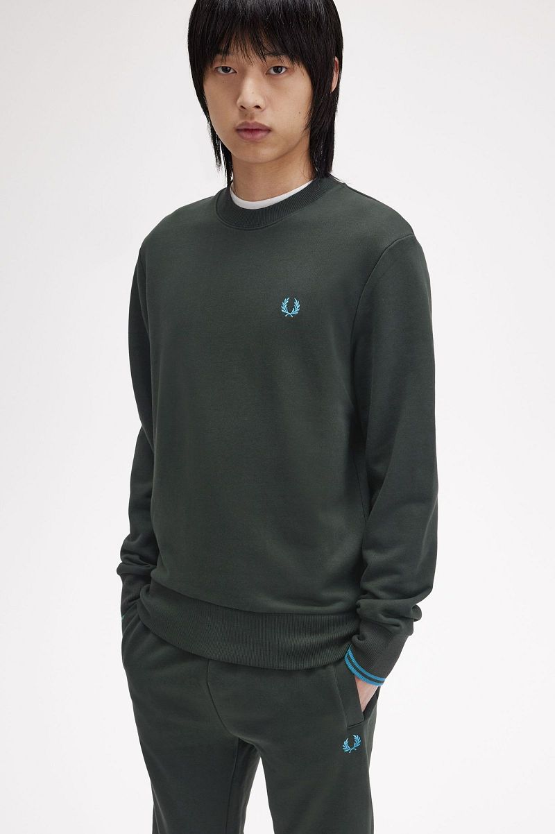 Fred Perry Sweater Logo Night Green
