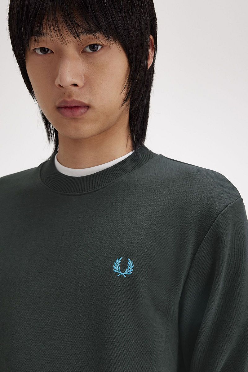 Fred Perry Sweater Logo Night Green