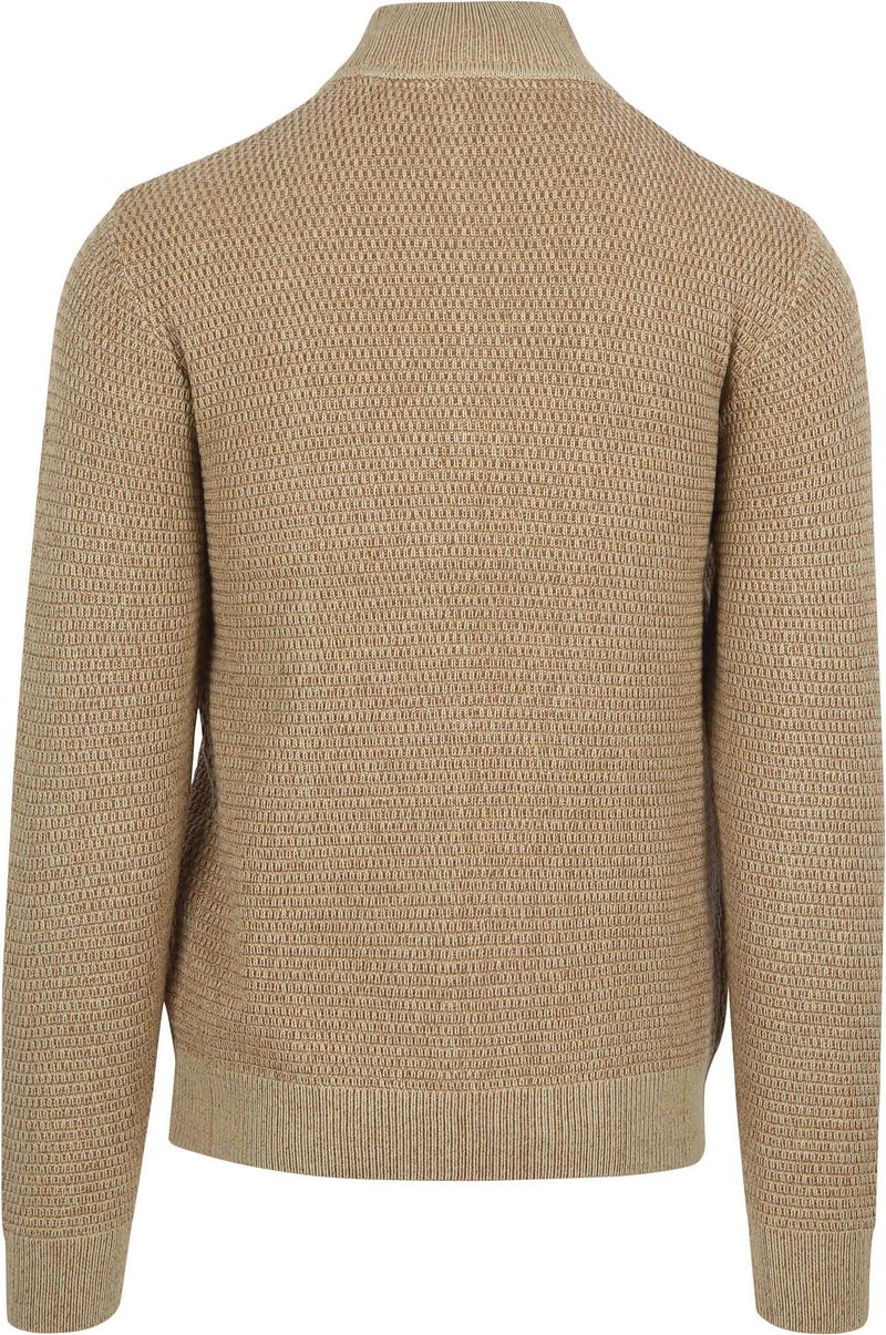 No Excess Half Zip Trui Structuur Melange Beige