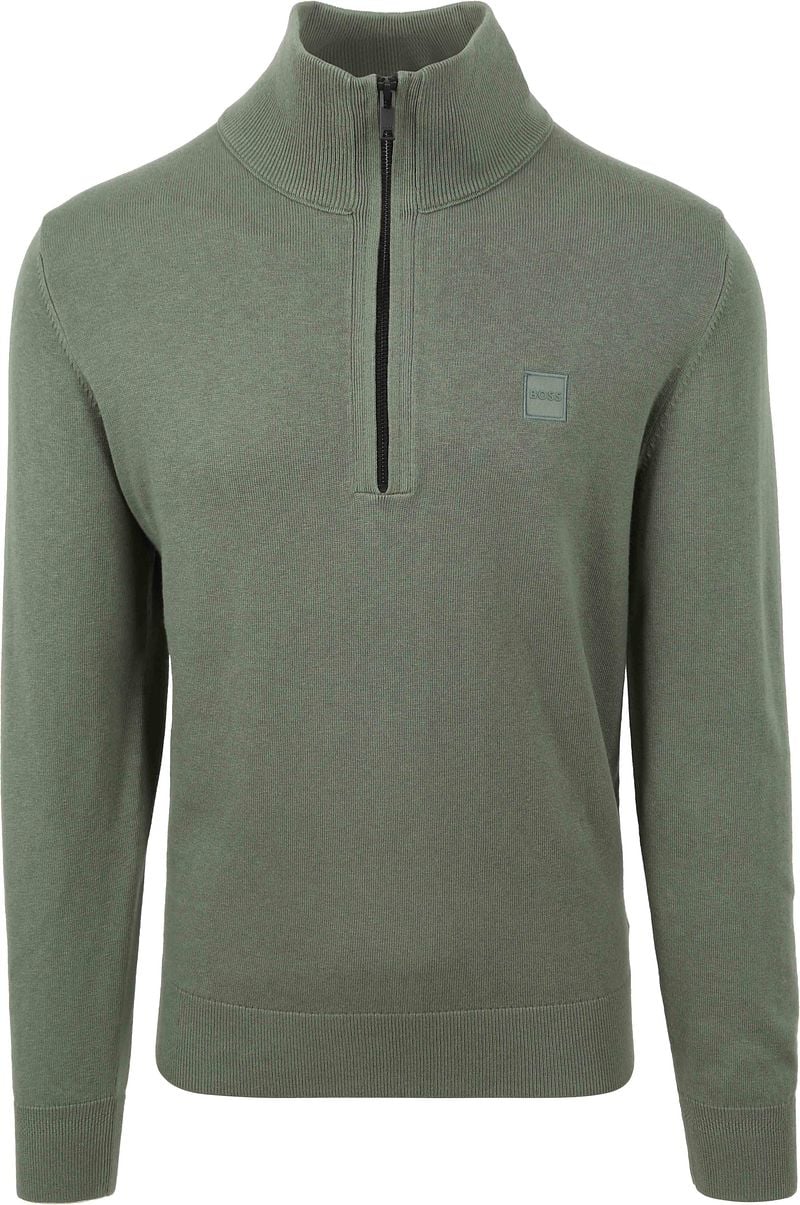 Boss Sweater Kanobix Half Zip Trui Groen
