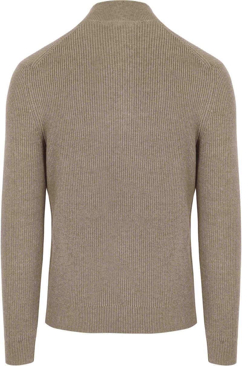 Suitable Half Zip Trui Wol Blend Taupe