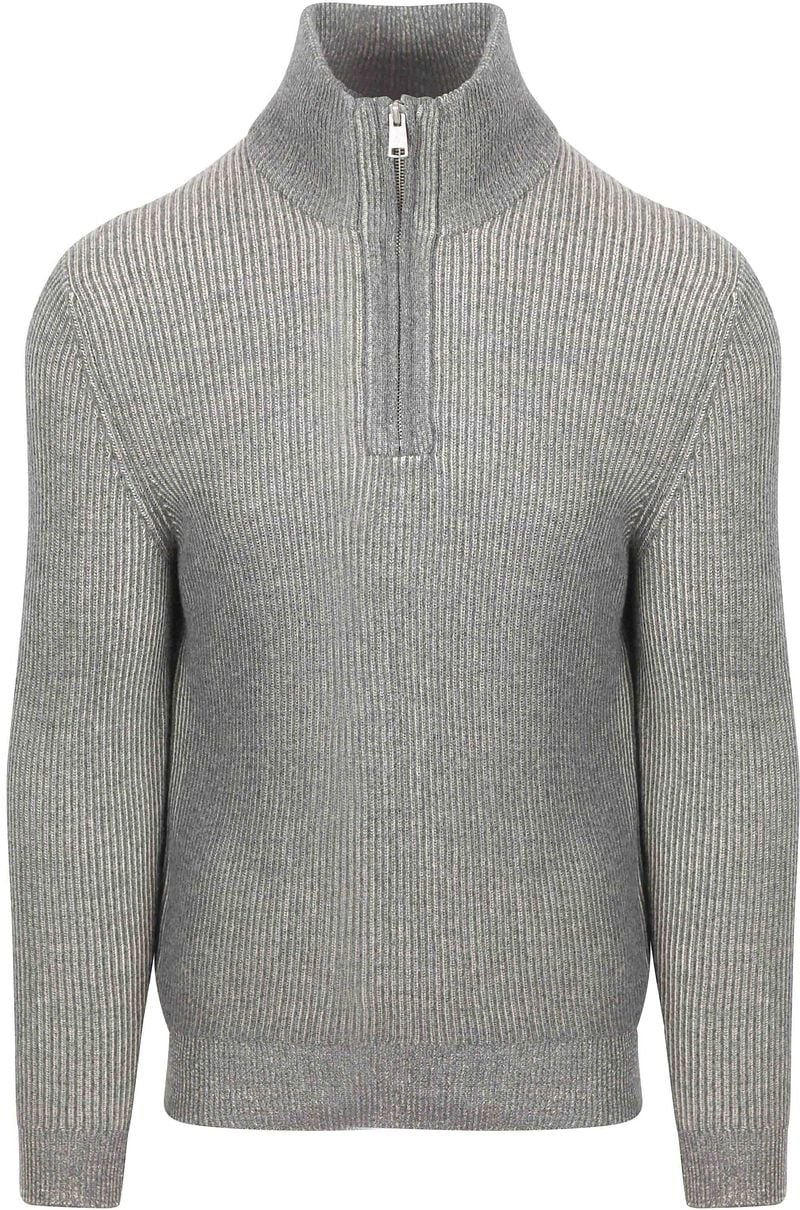 Marc O'Polo Halfzip Rib Grey - Größe M günstig online kaufen