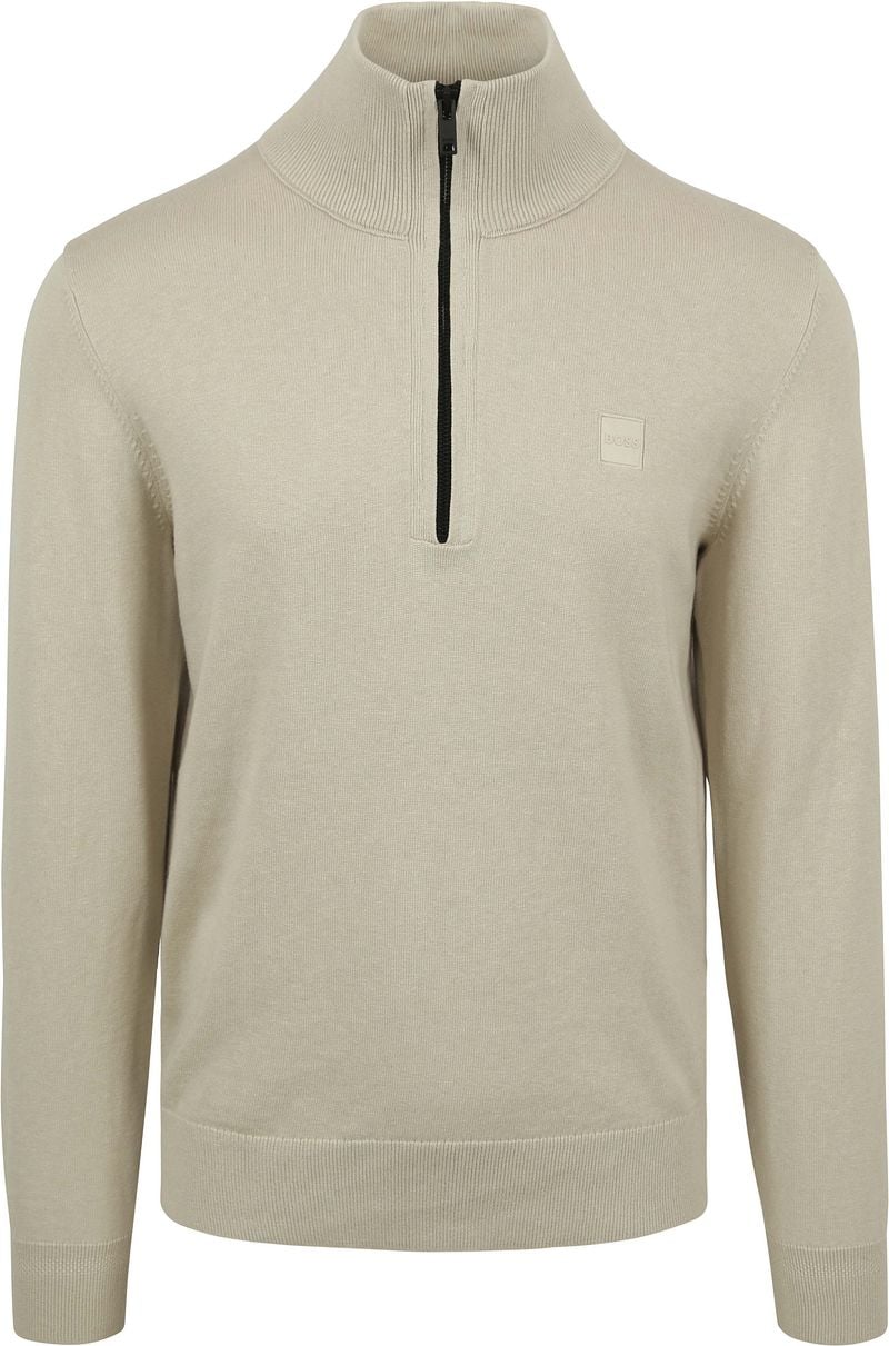 Boss Orange Beige Zip Coltrui met Regular Fit en Zachte Feel Beige Heren