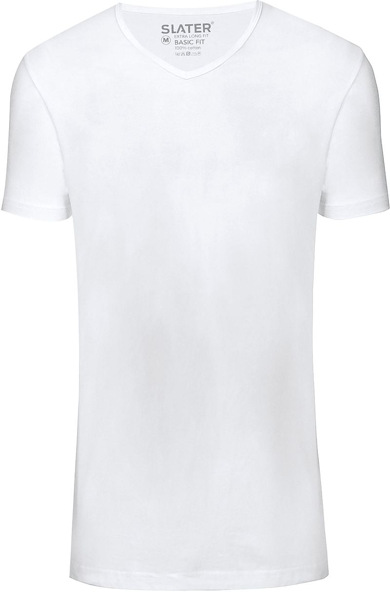 Slater 2er-Pack T-shirt Basic Extra Lang V-Ausschnitt Weiß - Größe 4XL günstig online kaufen