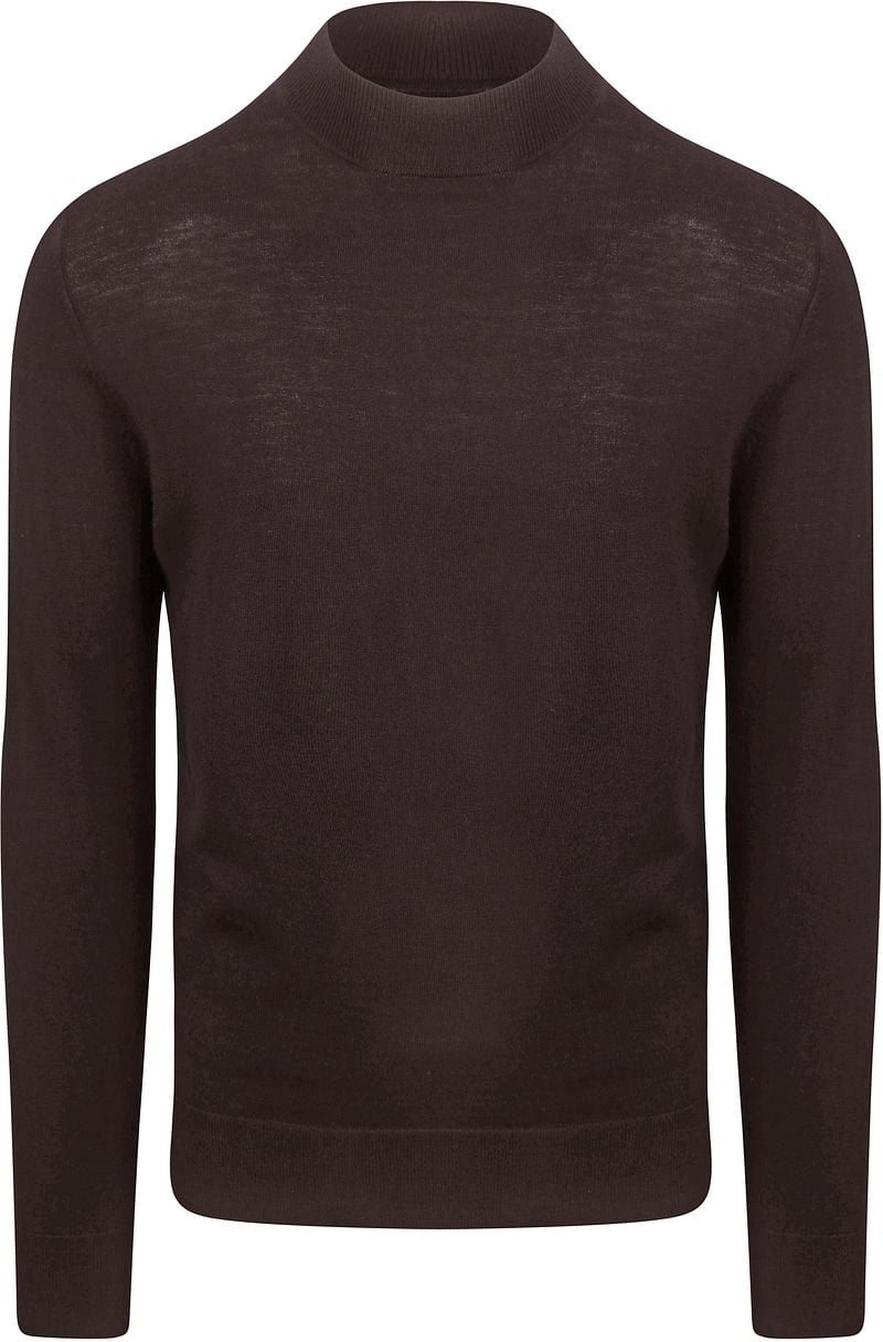 Profuomo Mock Neck Pullover Donkerbruin Brown Heren