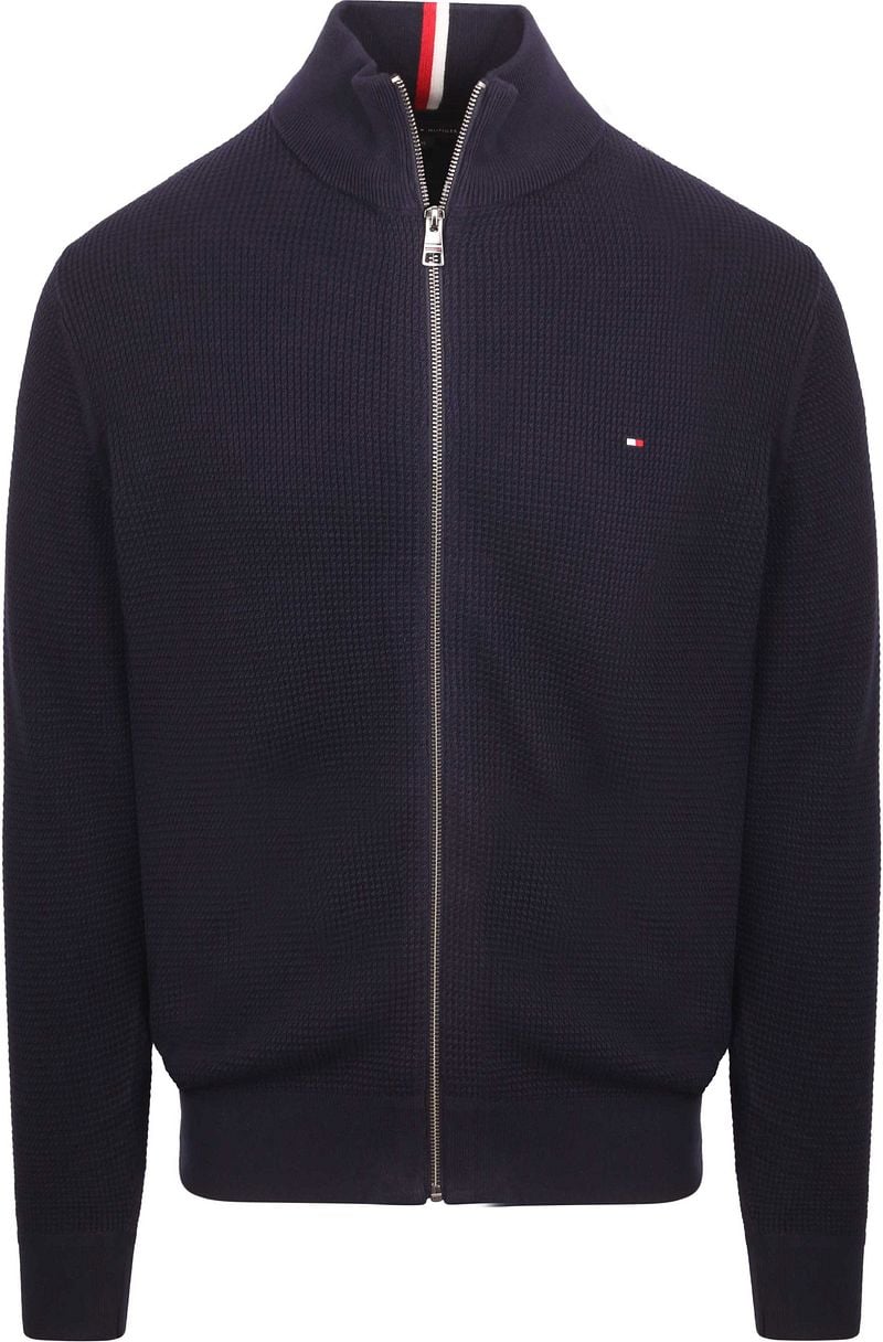 Tommy Hilfiger Strickjacke Struktur Navy  - Größe M günstig online kaufen