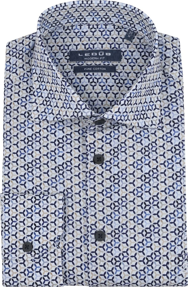 Ledub Overhemd Print Blauw