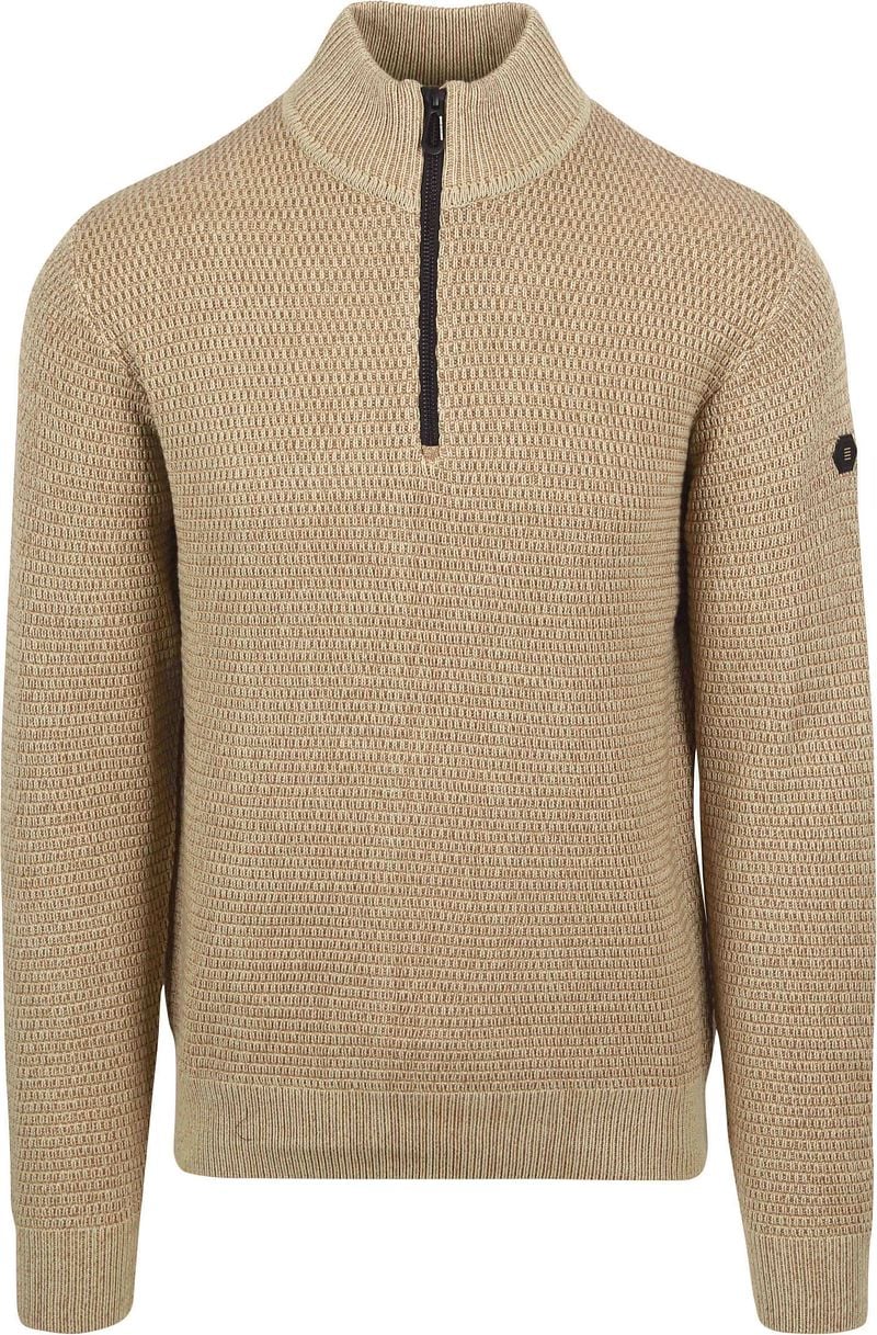 No Excess Halfzip Pullover Struktur Melange Beige - Größe M günstig online kaufen