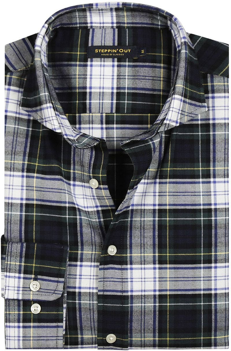 Steppin' Out Flanel Overhemd Ruit Blauw Groen