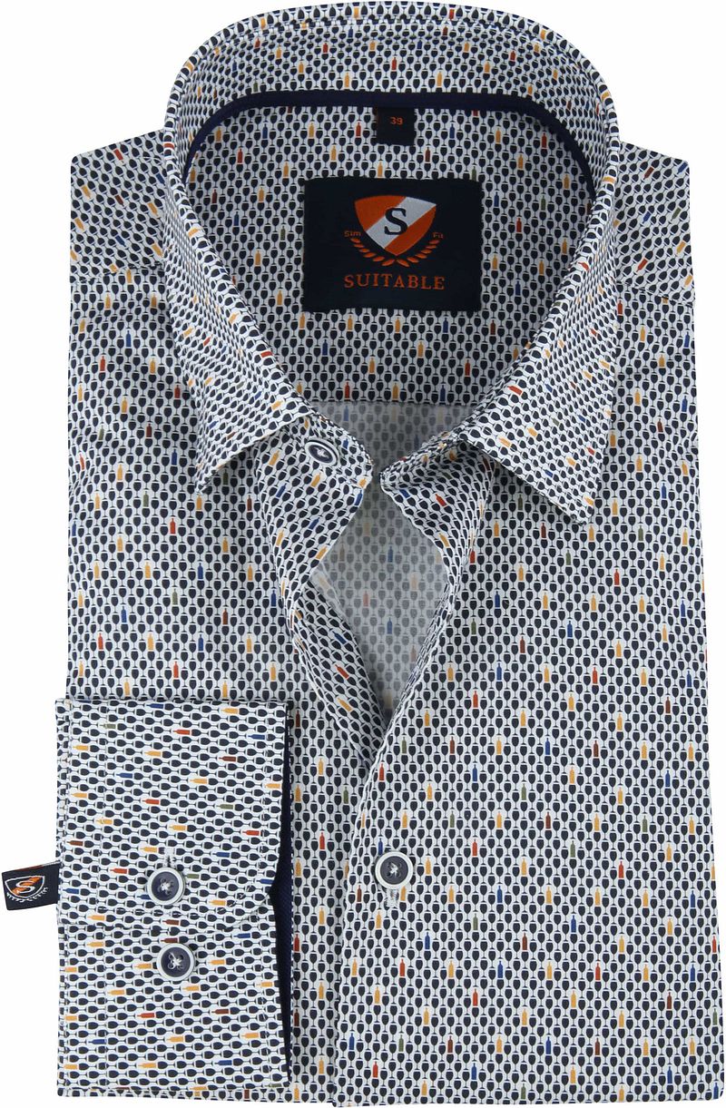 Suitable Chemise Boissons Marine  Bleu foncé Multicoloré taille 38