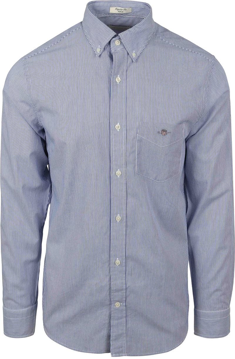 Gant Poplin Banker Overhemd Streep Blauw