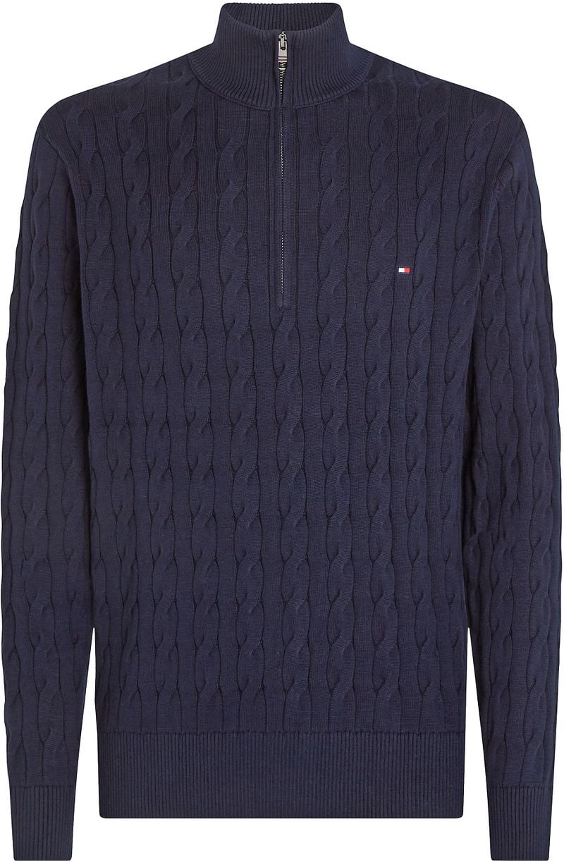 Tommy Hilfiger Blauwe Half Zip Sweatshirt Klassieke Stijl Blue Heren