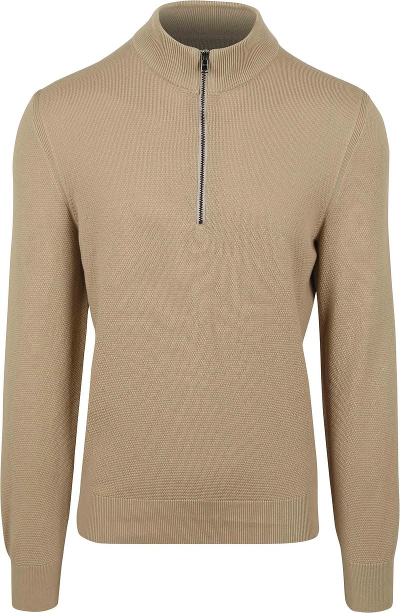 Boss Sweater Ebrando-P Half Zip Trui Beige