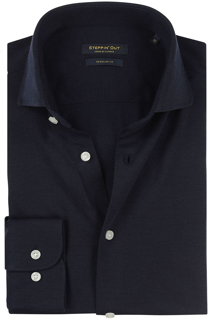 Steppin' Out Overhemd Stretch Piqué Navy