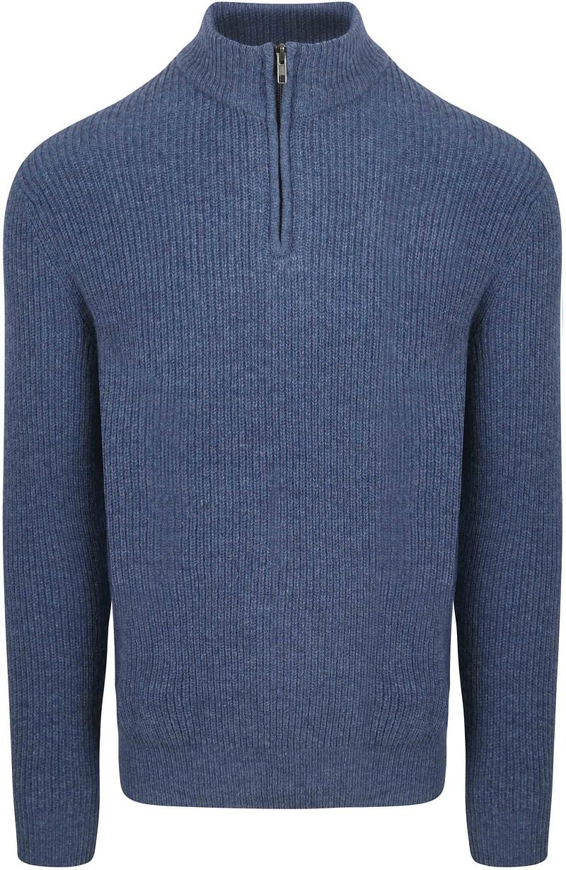 Steppin' Out Half Zip Trui Lamswol Mid Blauw