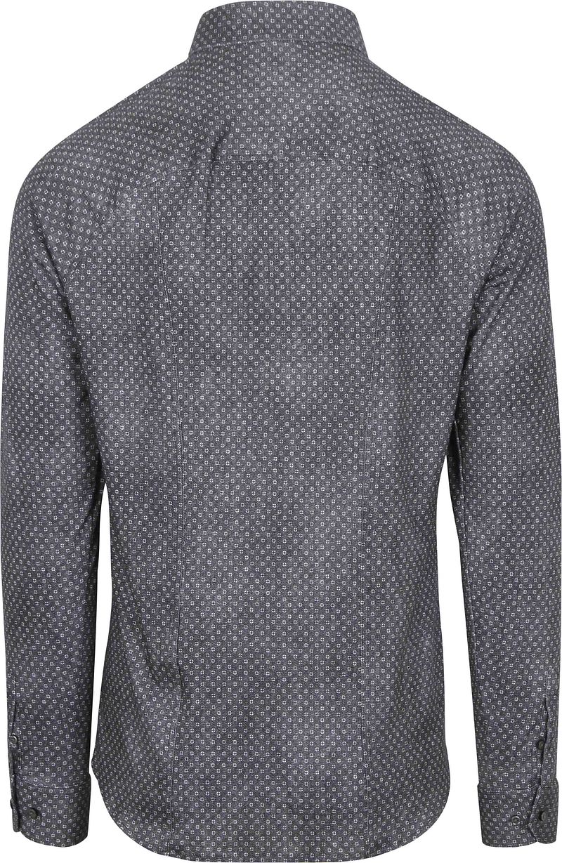 Desoto Overhemd Print Denim Donkerblauw