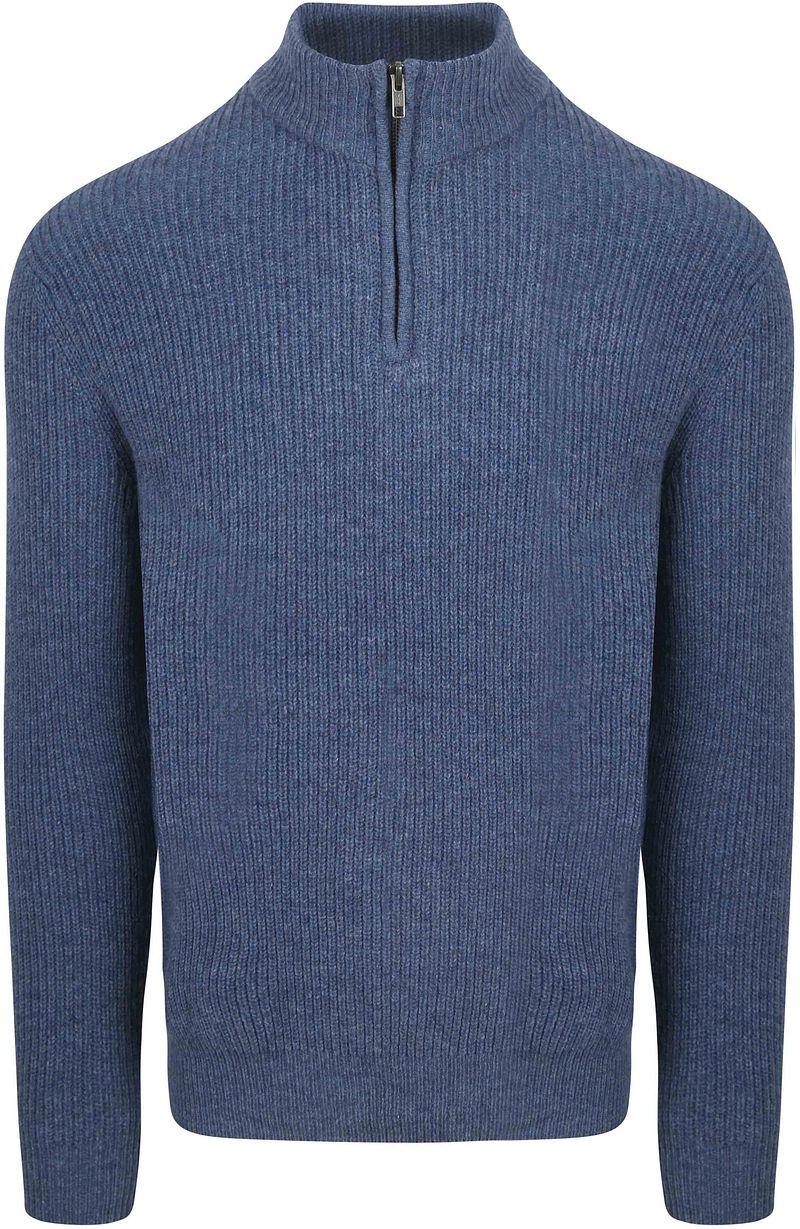 Steppin' Out Half Zip Trui Lamswol Mid Blauw