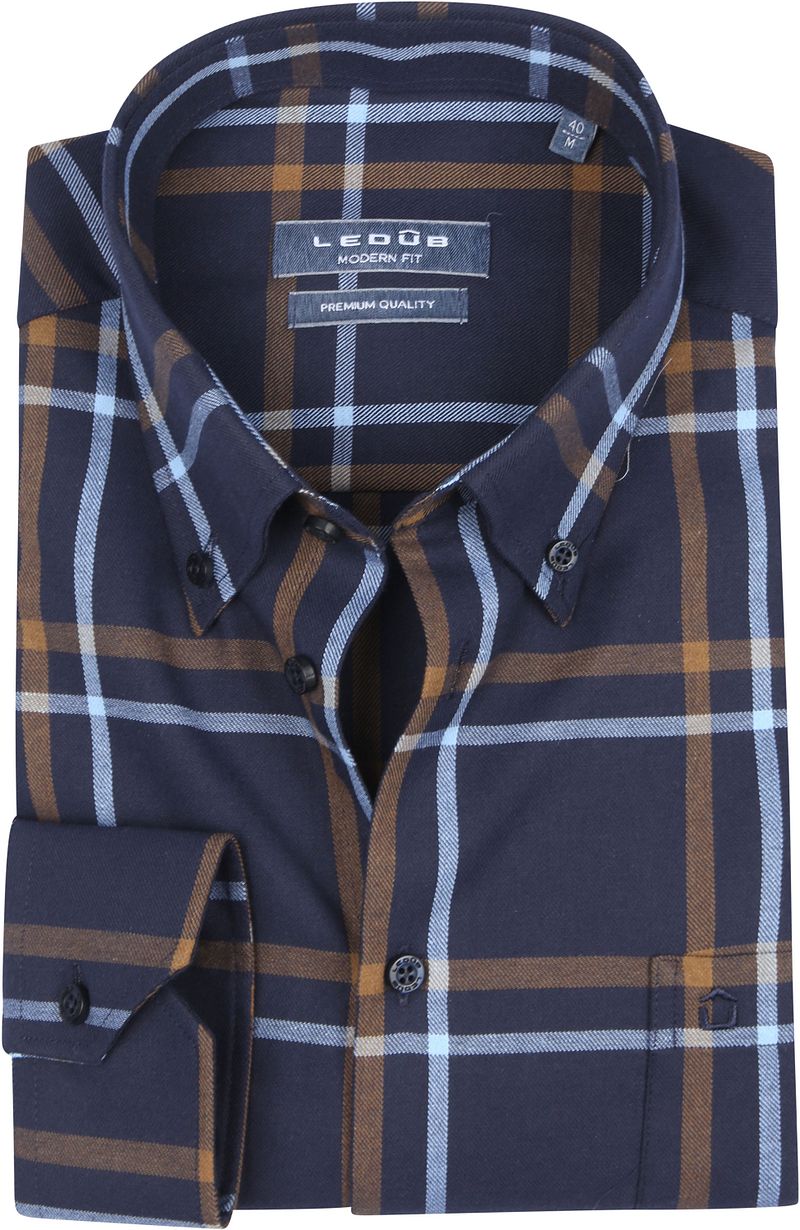 Ledub Chemise Carreaux Foncé Sans Repassage Bleu Bleu foncé taille 39