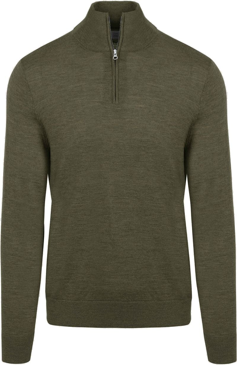 KING Essentials The Michael Half Zip Pull Army Merino Groen