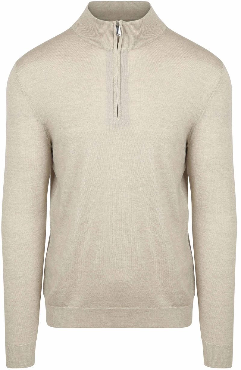 Profuomo Half Zip Pullover Merinowol Beige