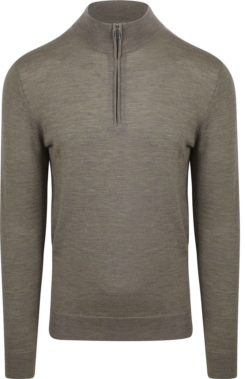 Profuomo Half Zip Pullover Merinowolle Grün - Größe L günstig online kaufen