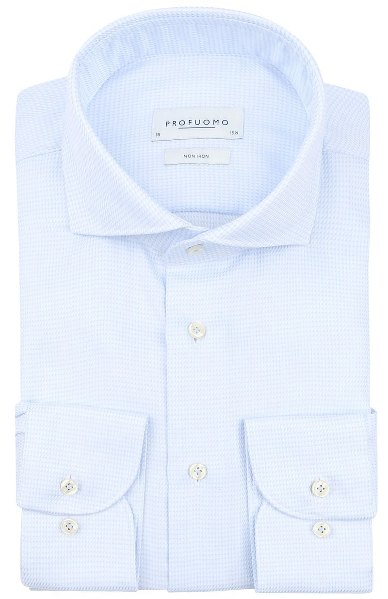 Profuomo Dobby Mouliné Hemd Print Hellblau   - Größe 41 günstig online kaufen