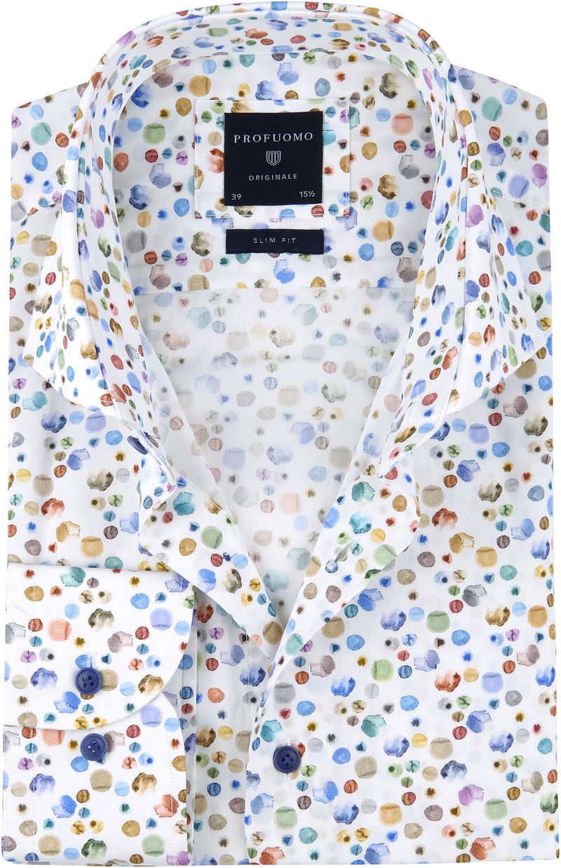Profuomo Chemise Coupe Slim Pois Aquarelle Multicoloré taille 40