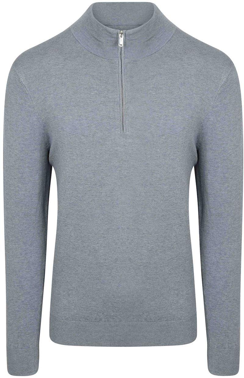 Profuomo Sweater Half Zip Pullover Luxury Basic Blauw