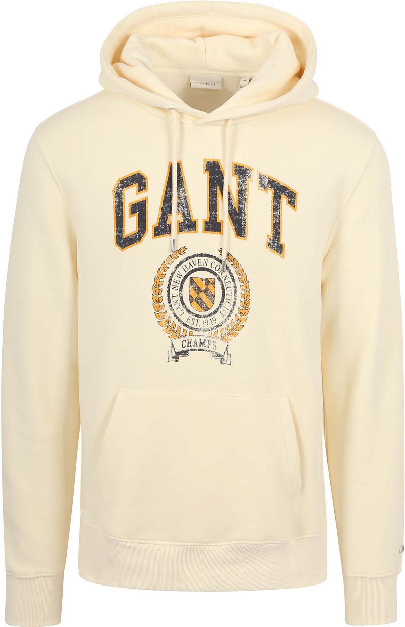 Gant Hoodie Graphic Logo Ecru