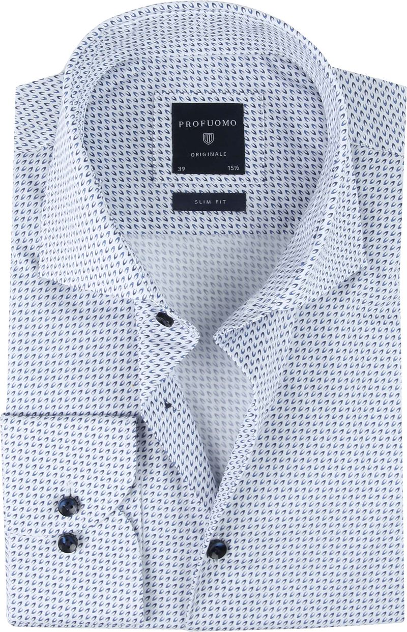 Profuomo Chemise Coupe Slim Imprimée  Bleu clair Multicoloré Bleu taille 38