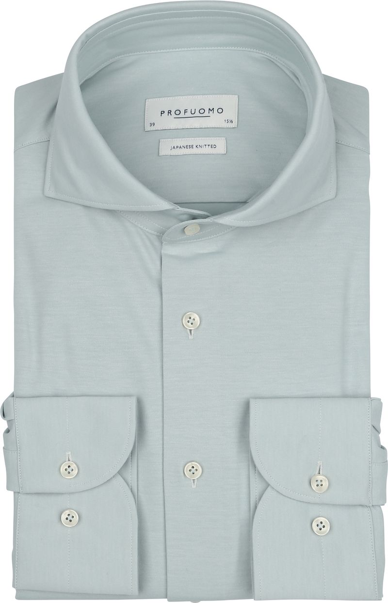 Profuomo Japanese Knitted Overhemd Melange Groen