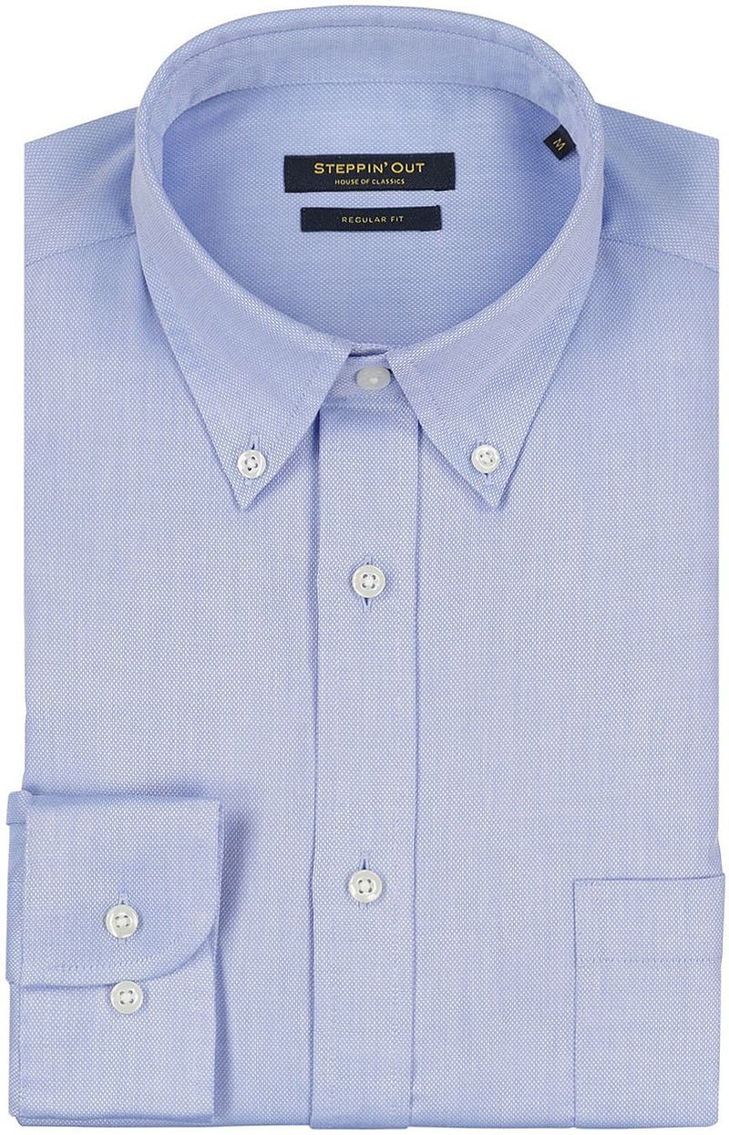 Steppin' Out Overhemd Regular-fit Dobby Lichtblauw Regular-fit