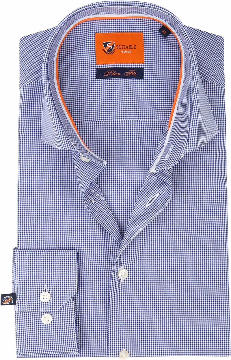 Suitable Chemise Carreaux D82-01 Bleu foncé Bleu taille 39
